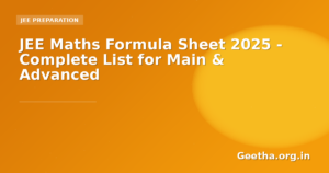 JEE Maths Formula Sheet 2025 – Complete List for Main & Advanced